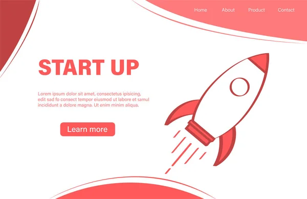 Business Opstart Banner Skabelon Med Flyve Raket – Stock-vektor