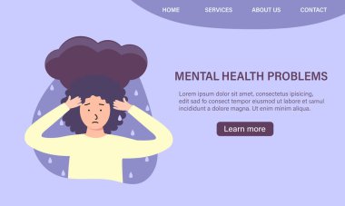 Yağmurda kafasını tutan depresif bir kadın. Zihinsel bozukluk, üzüntü ve depresyon konsepti. Kadınlara karşı fiziksel ve duygusal şiddet.