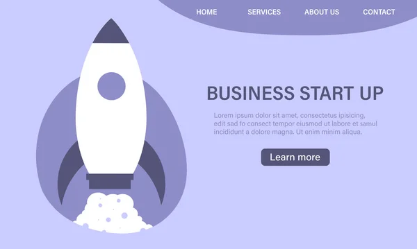 Business Start Destinationsside Med Flyve Raket – Stock-vektor