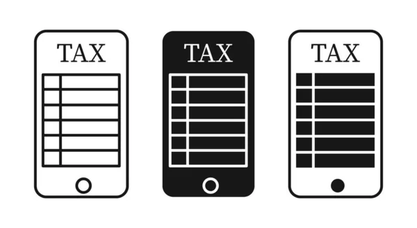 Податкова Онлайн Форма Телефону Набір Плоского Значка — стоковий вектор