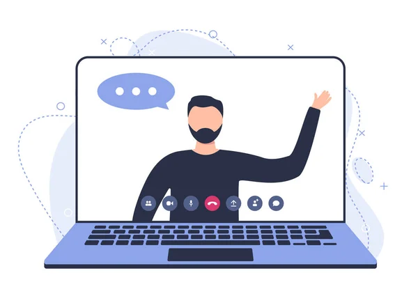 Genç bir öğrenci dizüstü bilgisayar kullanarak ders çalışıyor. Evden online öğrenme kavramı.