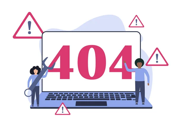 404 Errore Connessione Gli Assistenti Controllano Situazione Spiacenti Pagina Non — Vettoriale Stock