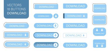 İndirme işlemi bir dizi basit modern düğme. Başvuru, reklam, mağaza veya web sitesi için düğmeye basın. Ürününüz için çeşitli simgeler.