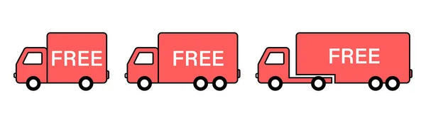 免费送货图标设置与卡车 送货标志 交付服务图标 — 图库矢量图片