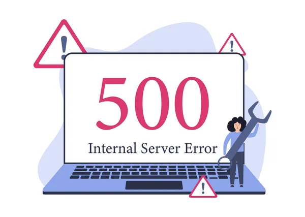 Errore Del Server Interno 505 Gli Assistenti Controllano Situazione Illustrazione — Vettoriale Stock