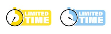 Sınırlı bir süre. Alarmlı saat simgesine sahip iki promosyon etiketi