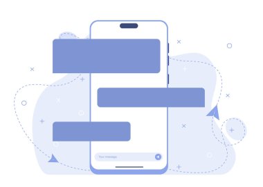 UI UX, akıllı telefon kullanarak çevrimiçi sohbet, aygıt kullanarak iletişim.