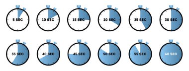 Horizontal set of analog clock icon.