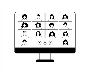 Flat illustration for video conferencing and meetings