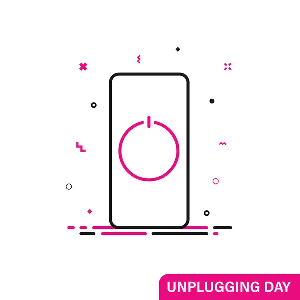 stock image National Day of Unplugging. Turn off your phone. Line flat symbol