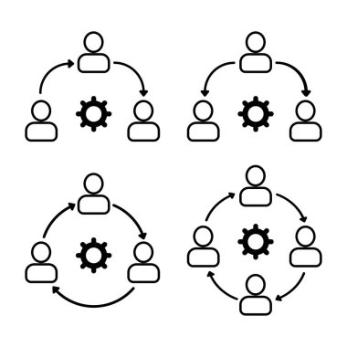 Takım Çalışması Basit Vektör Satırı Simgeleri.
