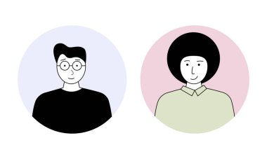 Illustrations of two men in a modern style