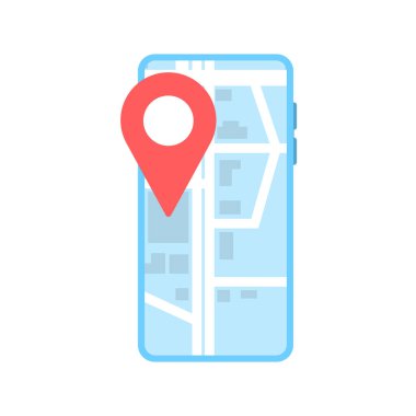 Satılık vektör simgesi için arazi. Haritada konumu olan telefon