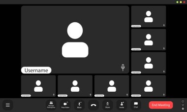 Uzak oturum sırasında dijital platformda birden fazla katılımcının kullanıcı simgelerini içeren sanal toplantı şebekesi düzeni