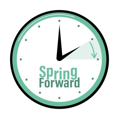 Yaz zamanı. Gün ışığı tasarrufu. İleri saat vektör simgesini yay