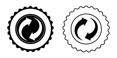 Birinde pürüzsüz bir kenar, diğerinde ise pürüzlü kenar olmak üzere iki geri dönüşüm sembolü gösteriliyor. Her iki simge de çevre dostu girişimler ve sürdürülebilirliği temsil ediyor.