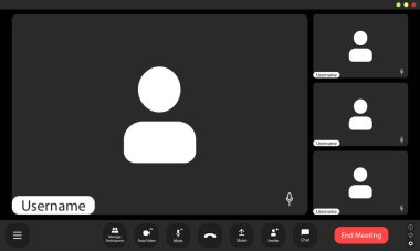 Dijital bir ızgara sanal bir toplantıda birden fazla kullanıcı yer tutucuyu gösterir, bu da birçok katılımcıyla çevrimiçi bir işbirliği oturumunu gösterir.
