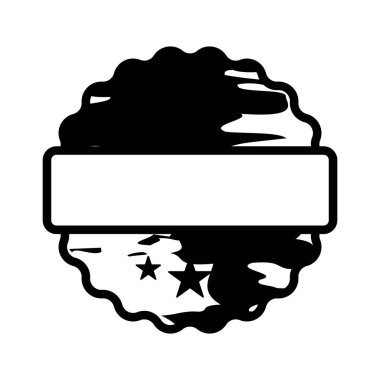 Özel metin veya logo kullanımı için boş bir alan içeren beyaz arkaplan üzerindeki basit siyah beyaz pul tasarımı