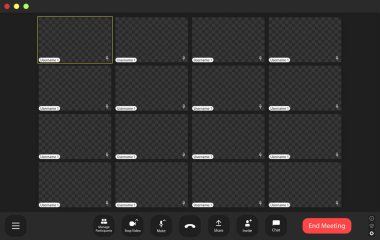 Video conference user interface, video conference calls window overlay.	