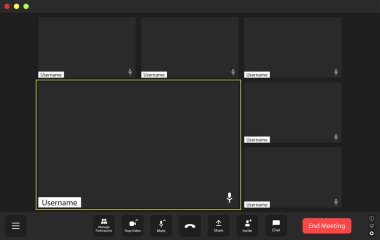 Video conference user interface, video conference calls window overlay.	