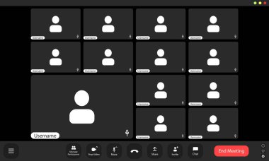 Video konferansı kullanıcı arayüzü, görüntülü konferans aramaları pencere örtüsü