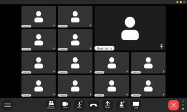 Video konferansı kullanıcı arayüzü, görüntülü konferans aramaları pencere örtüsü