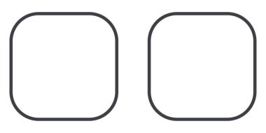 Düz bir arkaplanda iki minimalist yuvarlak kare şekil.