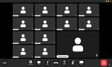 Video konferansı kullanıcı arayüzü, görüntülü konferans aramaları pencere örtüsü