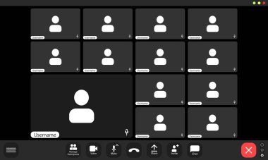 Birden fazla katılımcı bulunan sanal toplantı platformu görüntüsü
