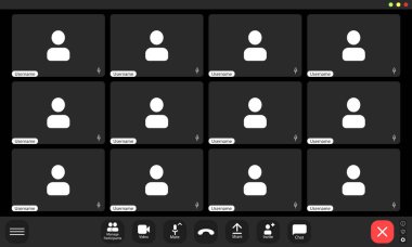 Birden fazla katılımcı bulunan sanal toplantı platformu görüntüsü