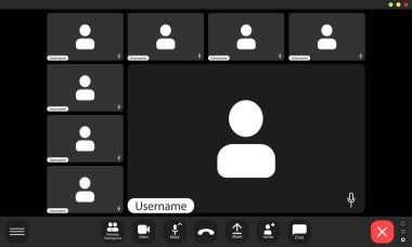 Video konferansı kullanıcı arayüzü, görüntülü konferans aramaları pencere örtüsü