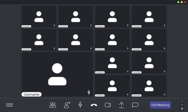 Video konferansı kullanıcı arayüzü, görüntülü konferans aramaları pencere örtüsü