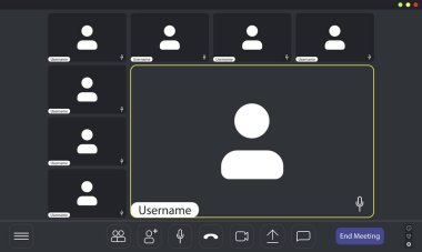 Video konferansı kullanıcı arayüzü, görüntülü konferans aramaları pencere örtüsü