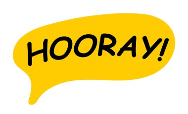 Canlı bir şekilde gösterilen neşeli mesajla kutlama konuşma balonu