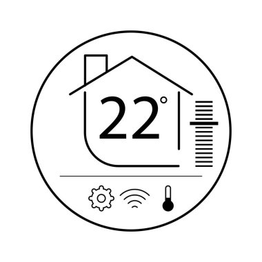 Sıcaklık ve bağlantı durumunu gösteren akıllı termostat