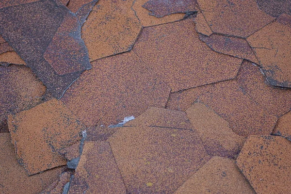 Textur Aus Einem Haufen Alter Plastikteile Schmutzige Braune Dachziegel Auf — Stockfoto