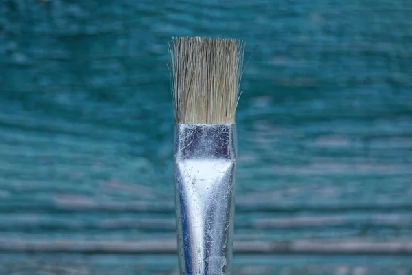 Part One Small Clean Paint Brush Green Background — Stock Photo, Image