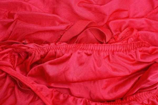 Rode Textuur Van Een Stukje Verfrommeld Weefsel Oude Kleren — Stockfoto