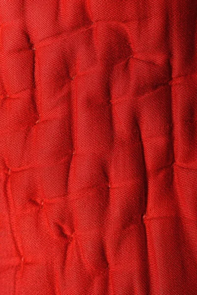 Textura Vermelha Uma Parte Tecido Amassado Roupas Velhas — Fotografia de Stock