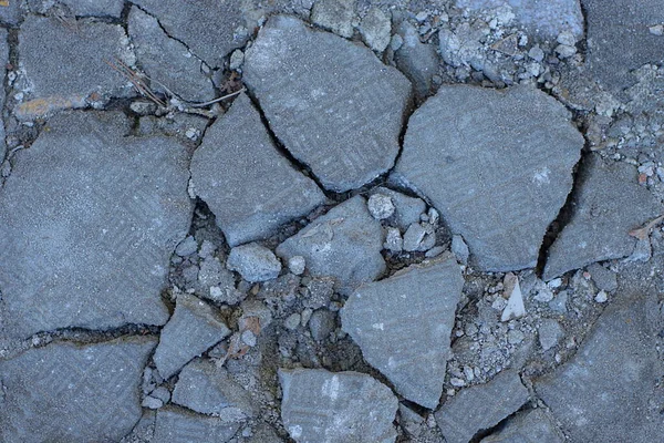 Szürke Kövek Textúrája Repedésekkel Földön Utcán — Stock Fotó
