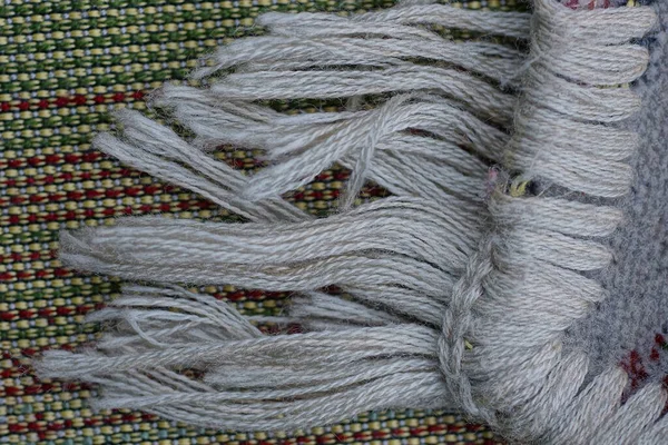 Fabric Texture Part Green Carpet Gray Threads — Stock Photo, Image