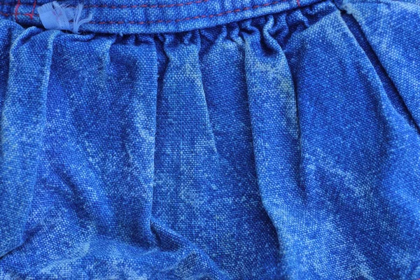 Texture Tessuto Grigio Blu Pezzo Materia Cotone Stropicciato Sui Vestiti — Foto Stock