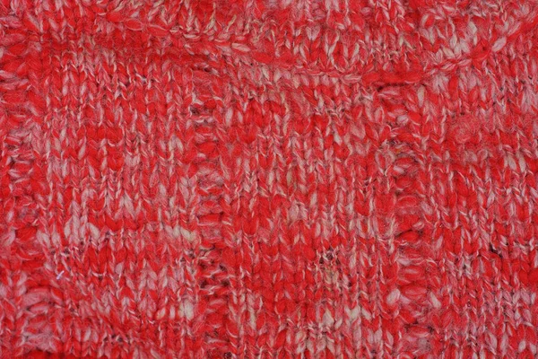Czerwono Biała Faktura Wełnianej Tkaniny Ubraniach Wykonanych Swetrów — Zdjęcie stockowe