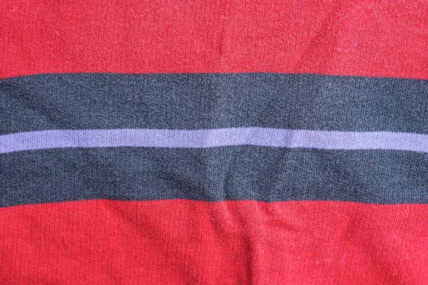 Textura Tela Roja Con Franja Gris Negra Ropa —  Fotos de Stock