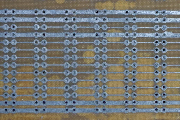 Textura Parte Uma Placa Microcircuito Marrom Com Pequenos Detalhes Cinza — Fotografia de Stock