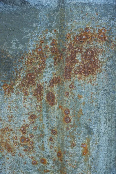 Металева Текстура Старої Сірої Залізної Стіни Коричневими Плямами Іржі — стокове фото