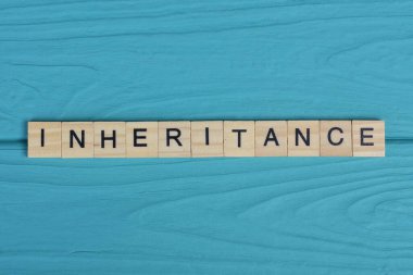 Kelime mirası, ahşap gri harflerden yapılmış mavi bir arka planda yatıyor.