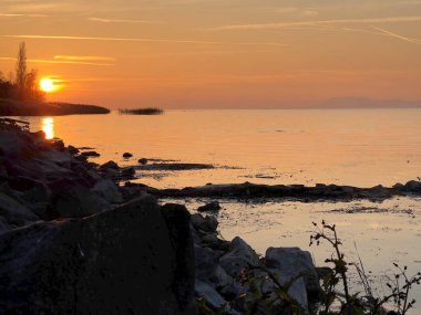 Macaristan 'da Balaton' da güzel bir günbatımı. Yüksek kalite fotoğraf