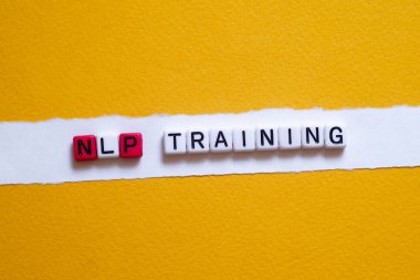 NLP training - word concept on cubes, text, letters clipart