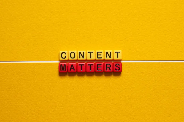 Content matters - word concept on cubes, text, letters